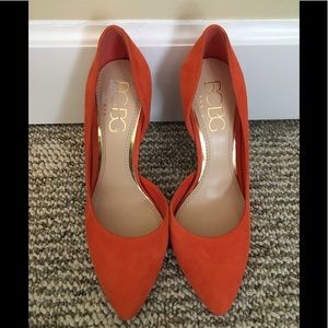 BCBG Orange Suede Heels